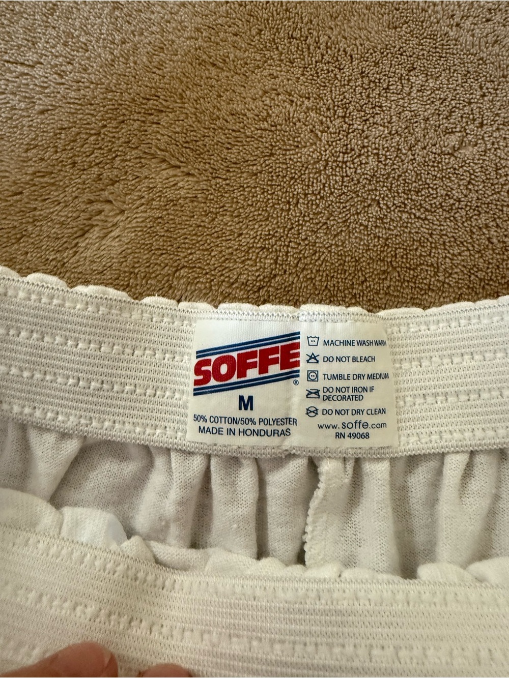 Soffe White Women's Athletic Shorts with Elastic Waist - Picture 2 of 5